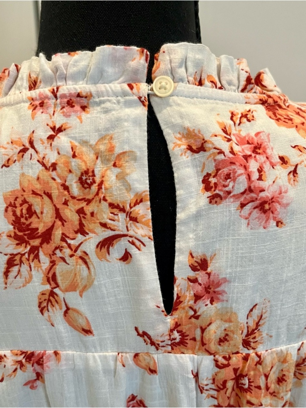 LOFT White Dress with Rust Floral Print - Picture 8 of 12